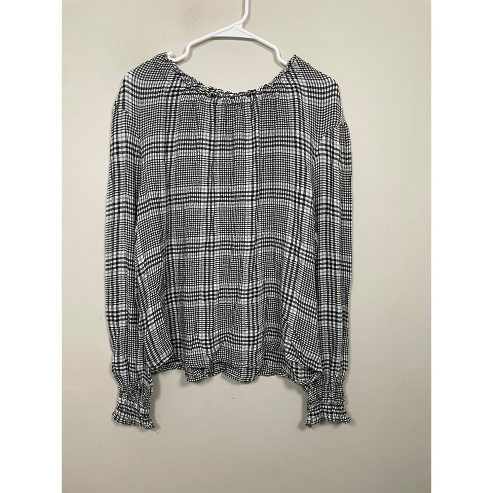 Cloth & Stone Plaid Long Sleeve Top Size Large Casual Essential Lightweight Fall